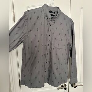 Banana Republic Men's Gray Slim Untucked Luxe Flannel Shirt with Deer pattern